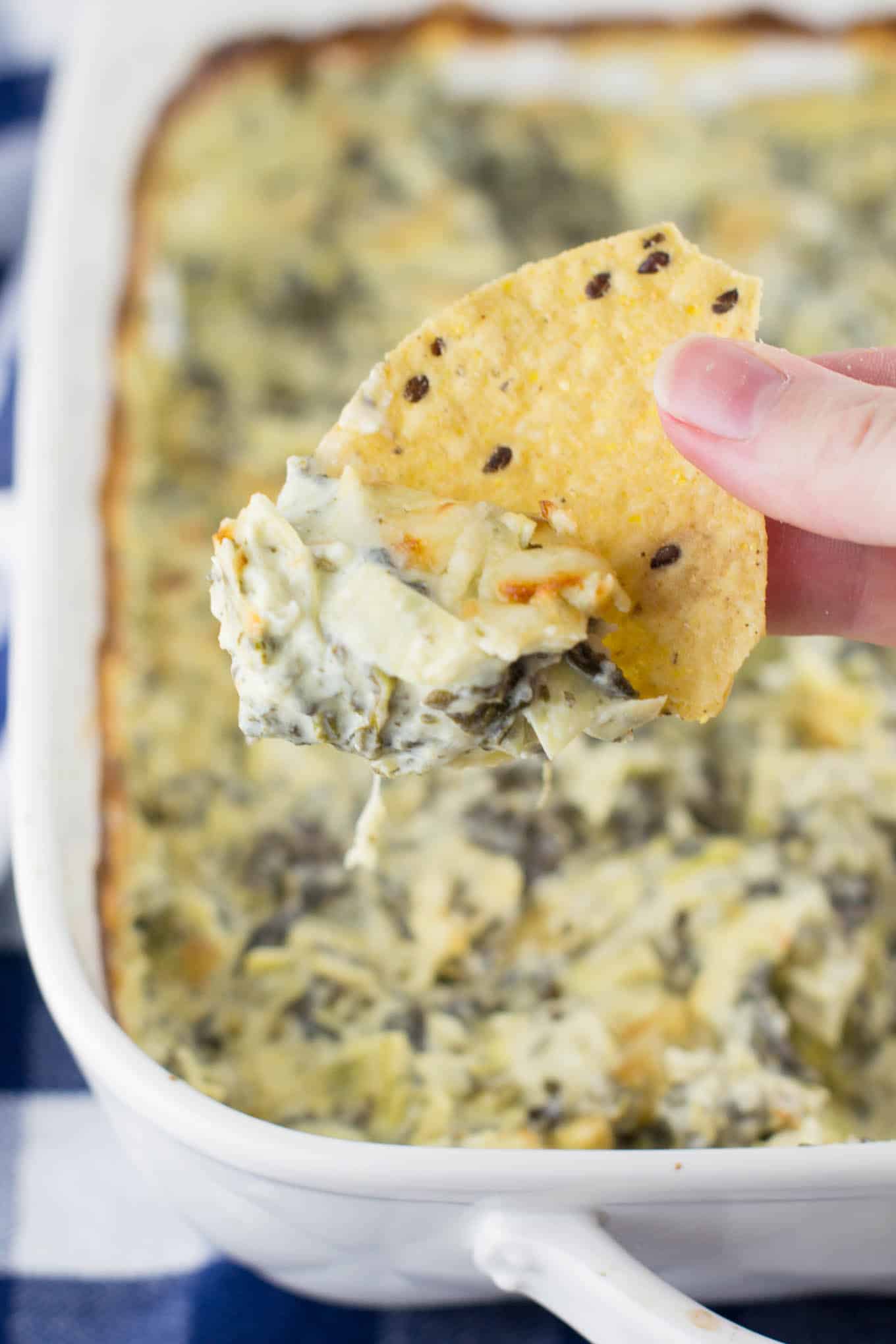 The Best Creamy Spinach and Artichoke Dip - w/ havarti and parmesan