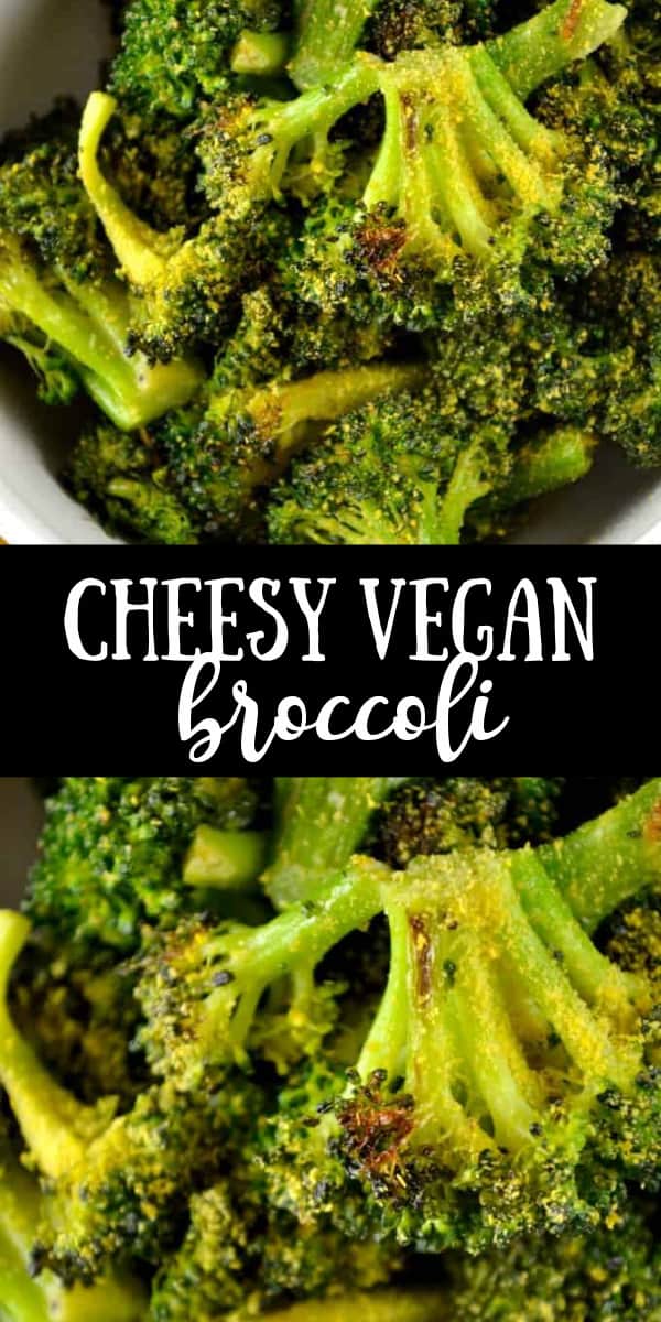 image with text "cheesy vegan broccoli"
