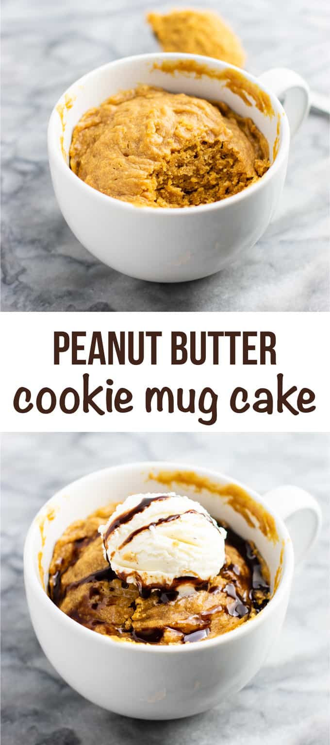 Microwave peanut butter cookie in a mug – gluten free dairy free, and refined sugar free! This tastes amazing and is so good with ice cream! #dessert #glutenfree #dairyfree #mugcake #peanutbuttercookie #peanutbuttermugcake