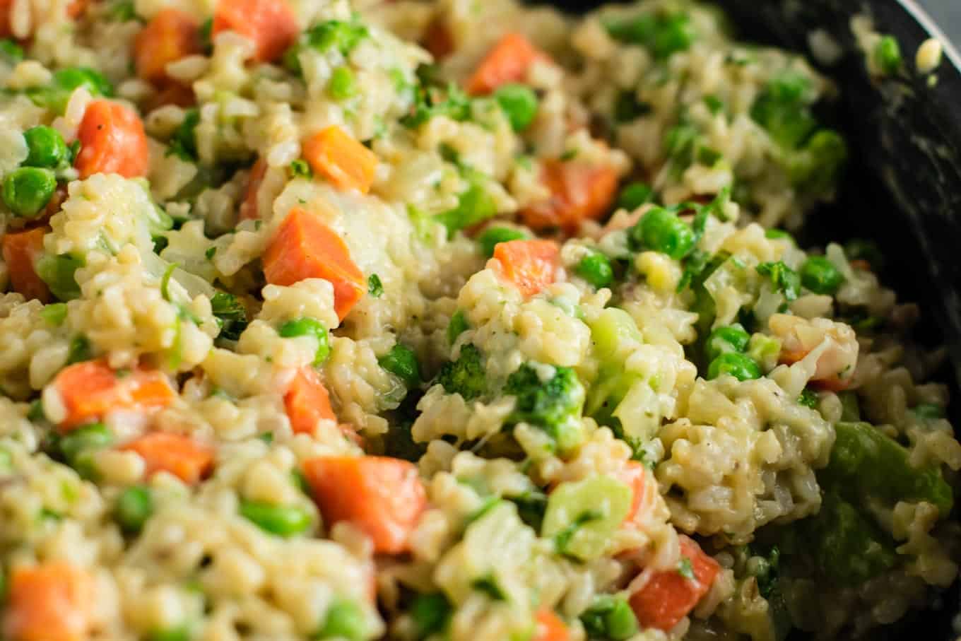 veggies and rice casserole with cheddar cheese