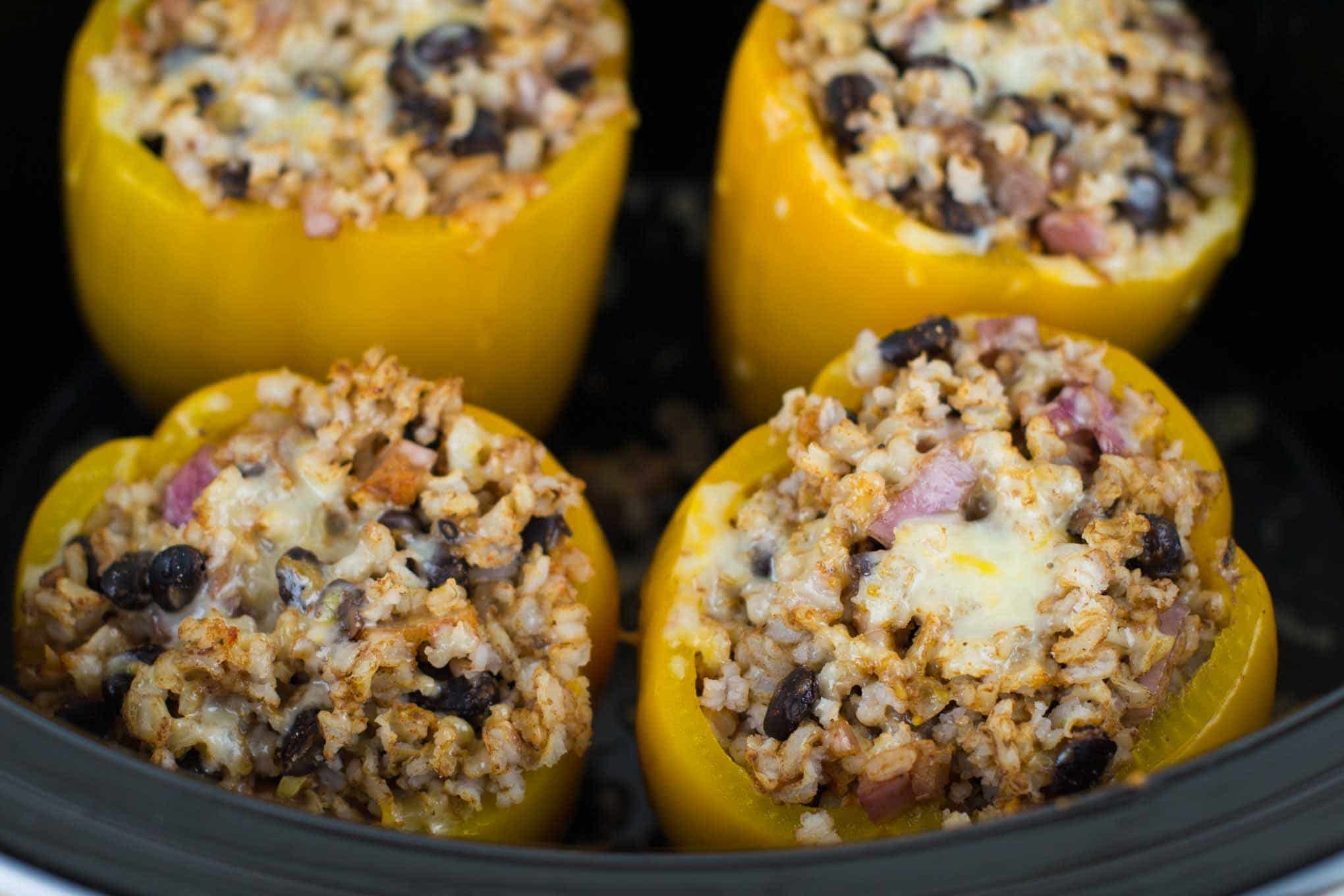 easy vegetarian crockpot stuffed peppers