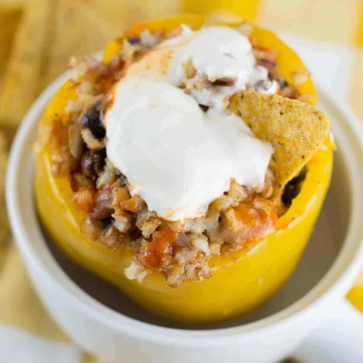 Vegetarian Crockpot Stuffed Peppers