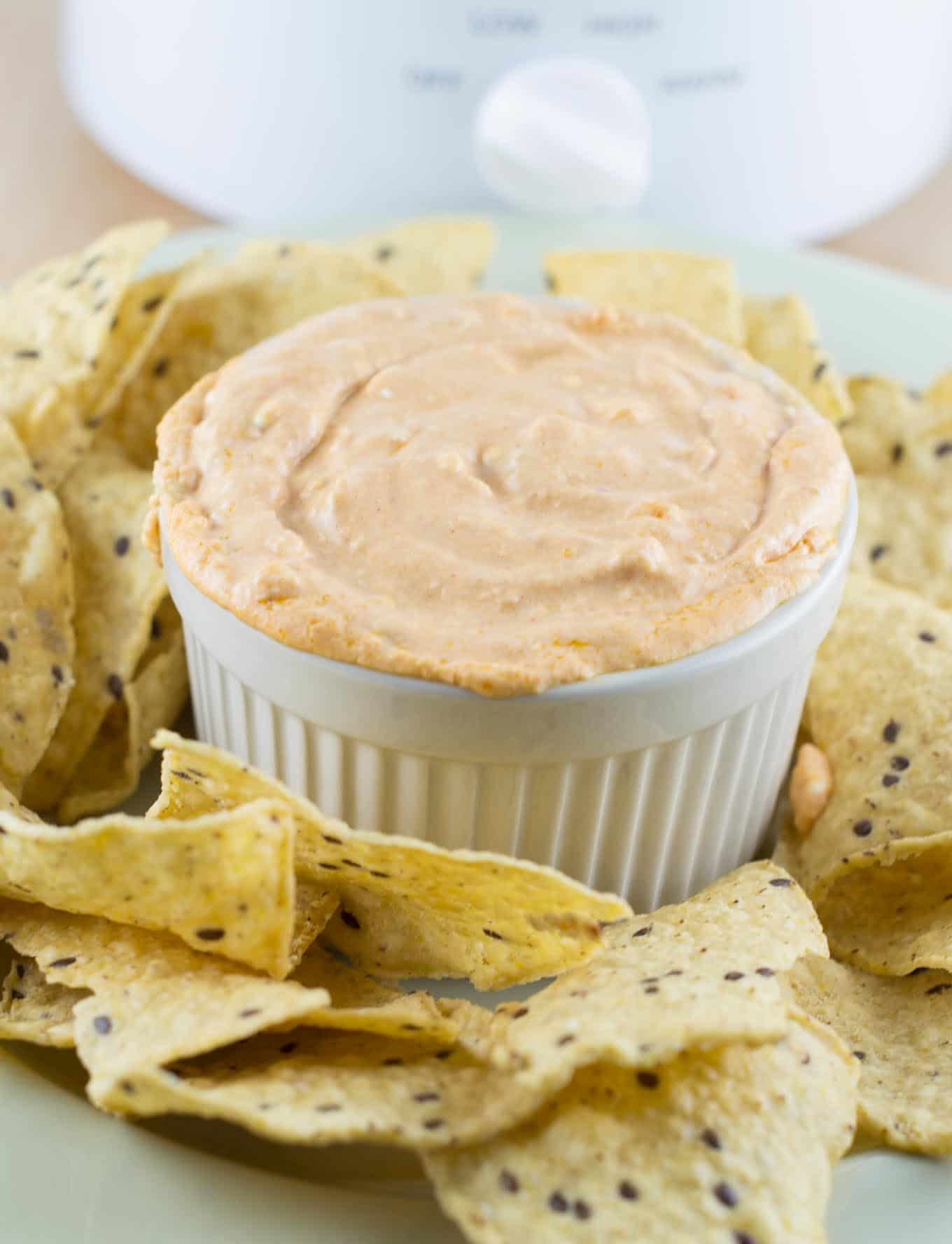 Slow Cooker Queso Cheese Dip Recipe - no velveeta