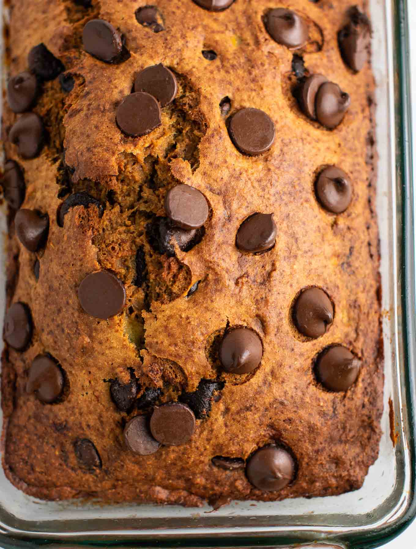 The BEST easy chocolate chip banana bread – full of wholesome ingredients and NO OIL or dairy! Everyone loves it when I bake this! #wholewheat #bananabreaad 