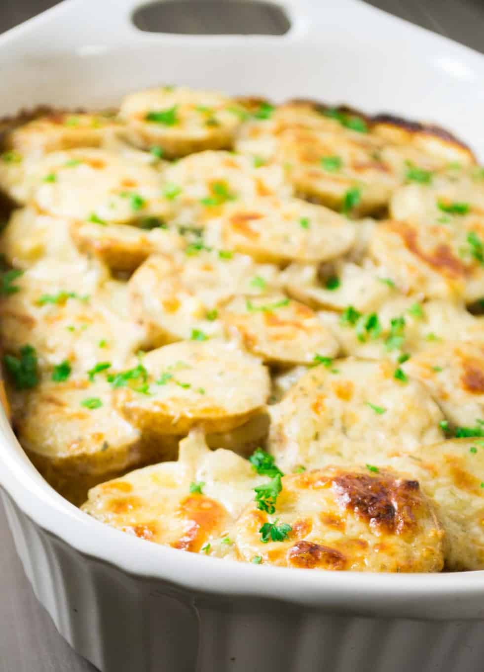 Parmesan and White Cheddar Scalloped Potatoes Recipe