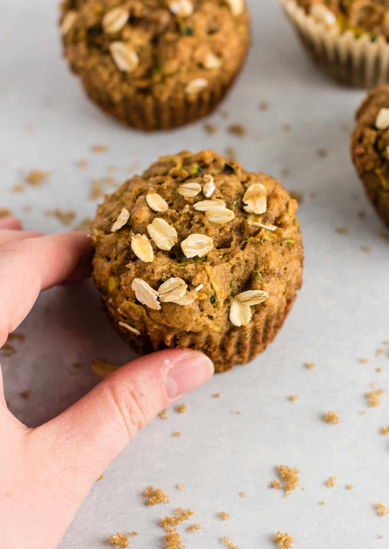 Brown Sugar Healthy Zucchini Bread Muffins recipe - melt in your mouth good! Perfect for using up all that zucchini! #zucchinibreadmuffins #healthy #healthymuffins #breakfast #vegetarian #healthybreakfast