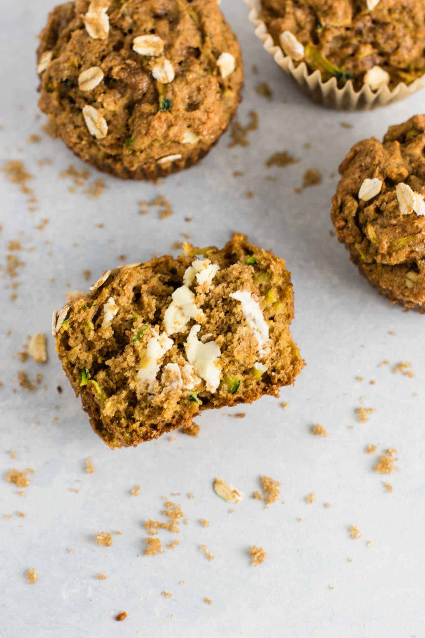 Brown Sugar Healthy Zucchini Bread Muffins recipe - melt in your mouth good! Perfect for using up all that zucchini! #zucchinibreadmuffins #healthy #healthymuffins #breakfast #vegetarian #healthybreakfast