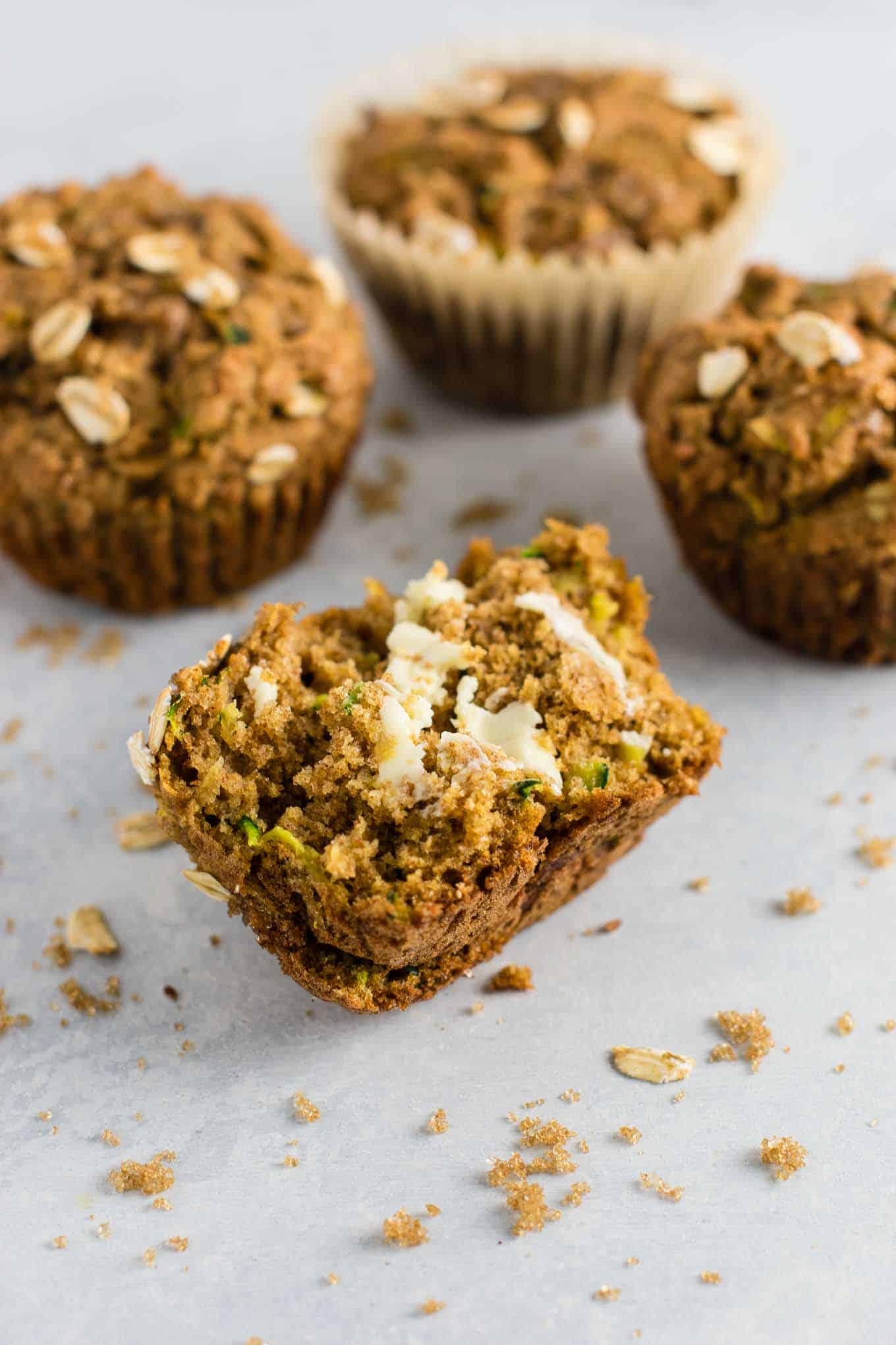 Brown Sugar Healthy Zucchini Bread Muffins recipe - melt in your mouth good! Perfect for using up all that zucchini! #zucchinibreadmuffins #healthy #healthymuffins #breakfast #vegetarian #healthybreakfast