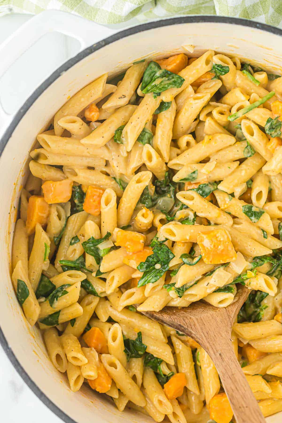 sweet potato pasta with spinach