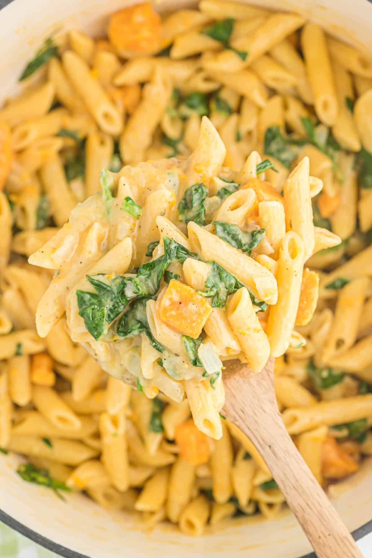 sweet potato pasta in a dutch oven