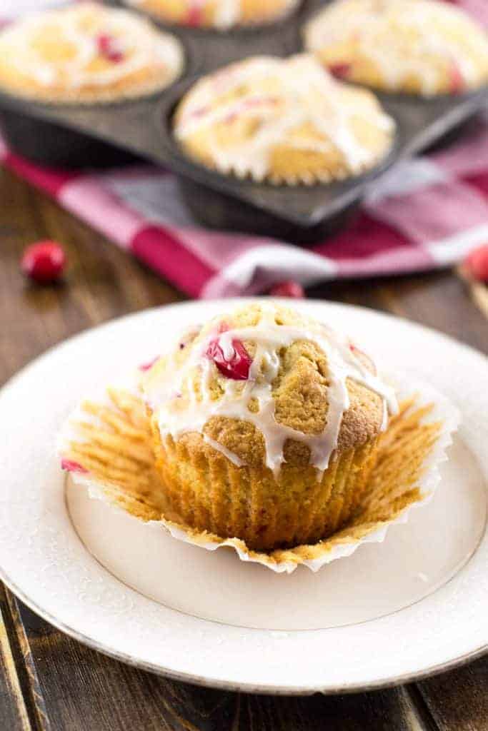 Whole Wheat Cranberry Cream Cheese Muffins Recipe - with glaze