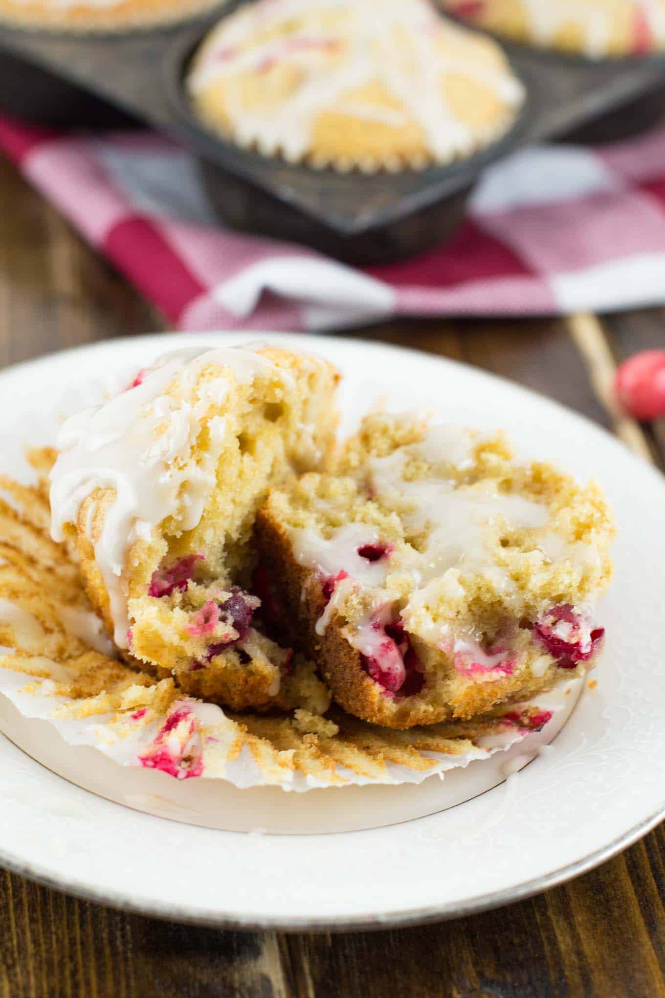 Whole Wheat Cranberry Cream Cheese Muffins Recipe with glaze