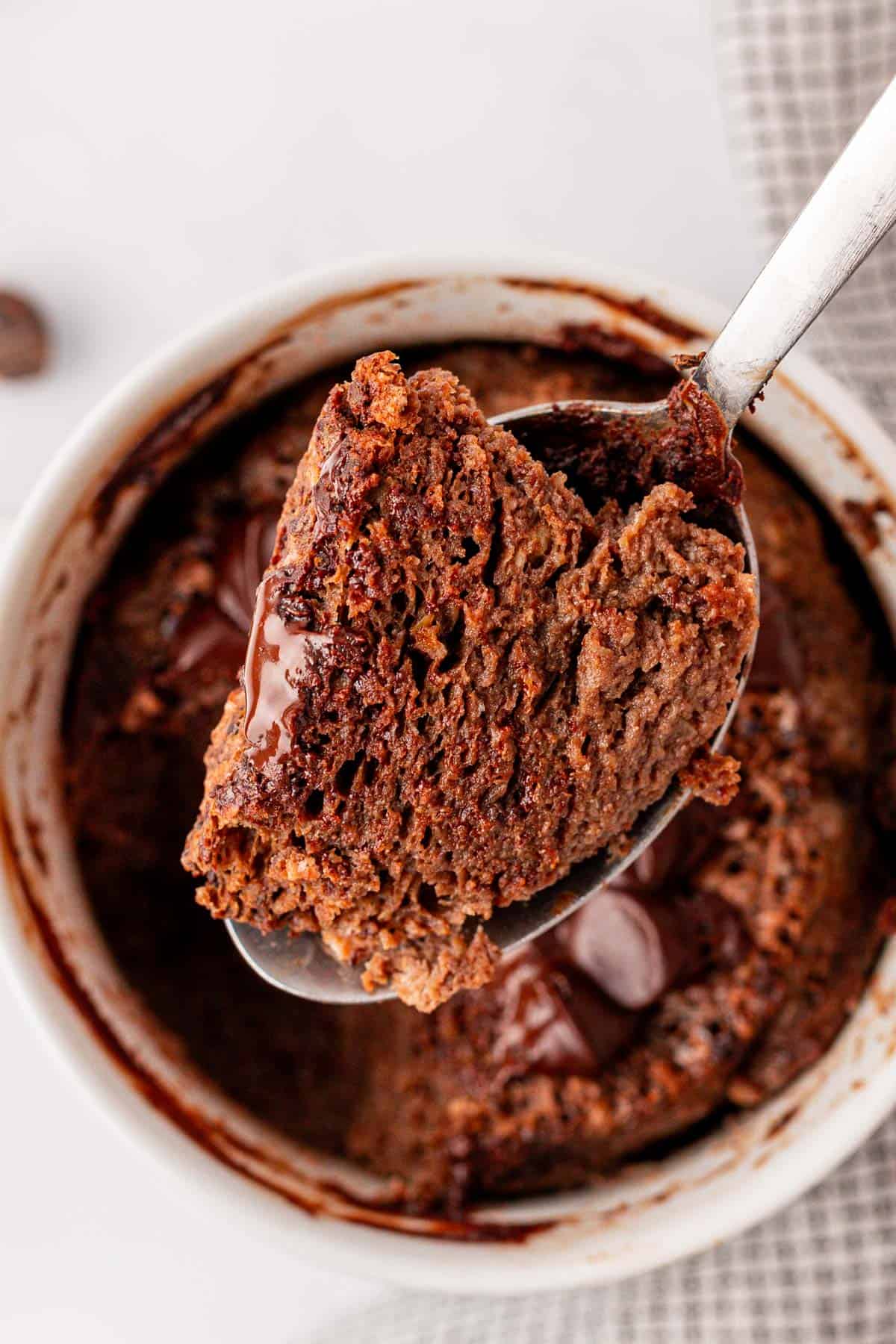 a spoonful of chocolate protein cake