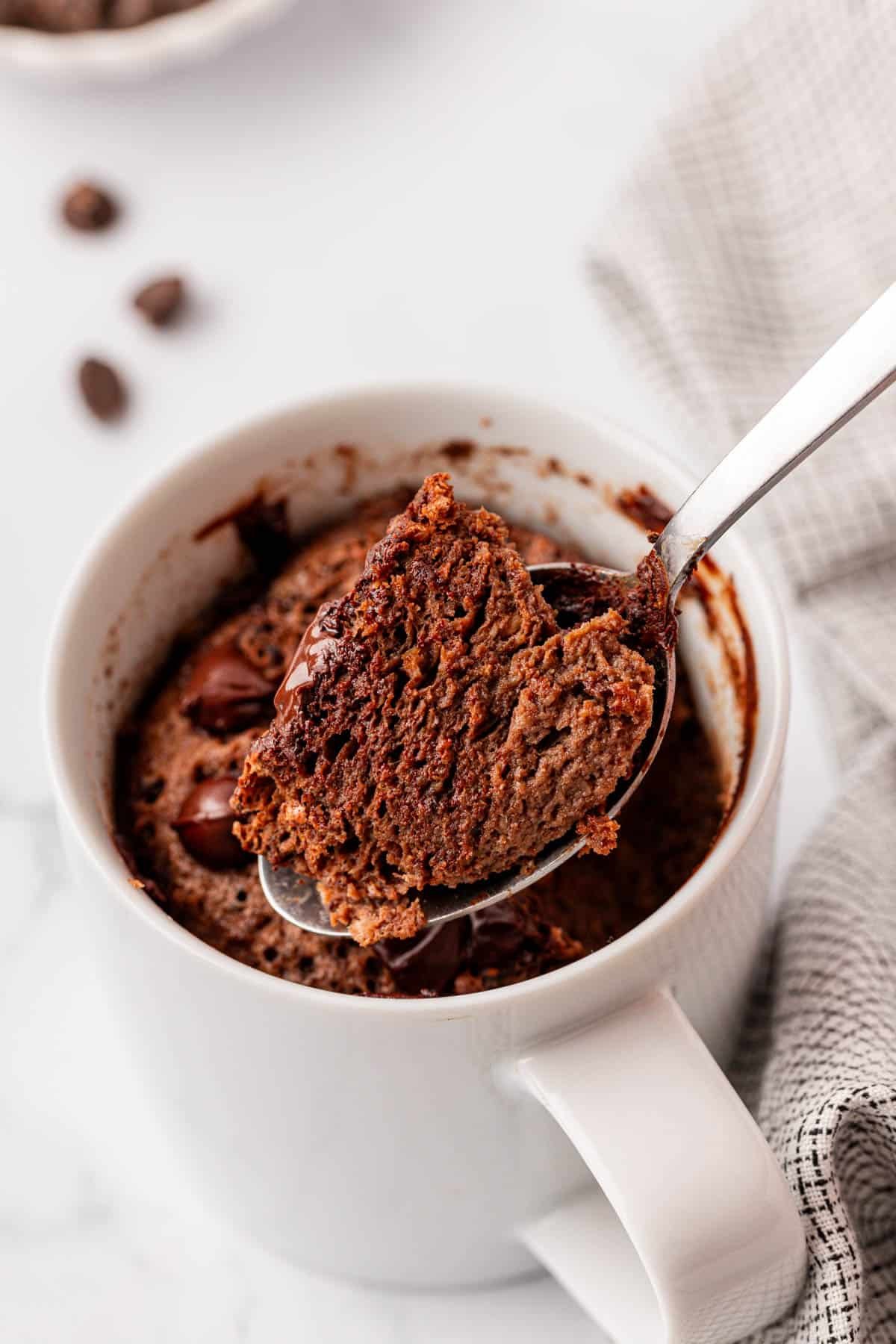 a spoonful of chocolate protein cake