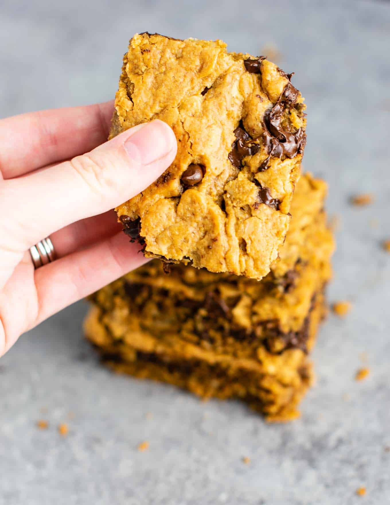 Gluten free cookie bars that are secretly healthy but taste incredibly decadent. They taste like a fancy restaurant dessert! #glutenfree #cookiebars #dessert #dairyfree #healthydessert #glutenfreedessert #glutenfreerecipe #glutenfreecookiebars