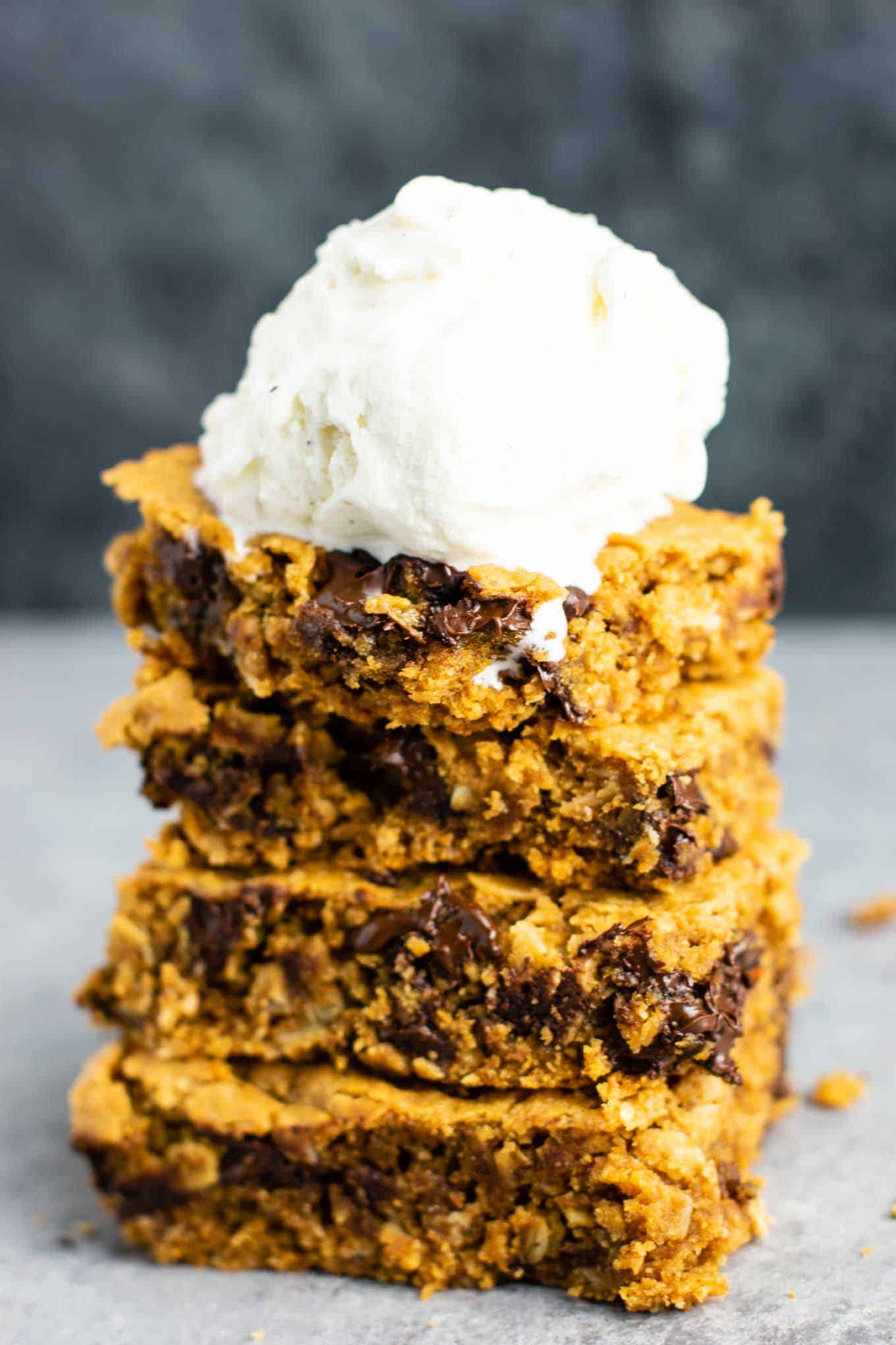 Gluten free cookie bars that are secretly healthy but taste incredibly decadent. They taste like a fancy restaurant dessert! #glutenfree #cookiebars #dessert #dairyfree #healthydessert #glutenfreedessert #glutenfreerecipe #glutenfreecookiebars