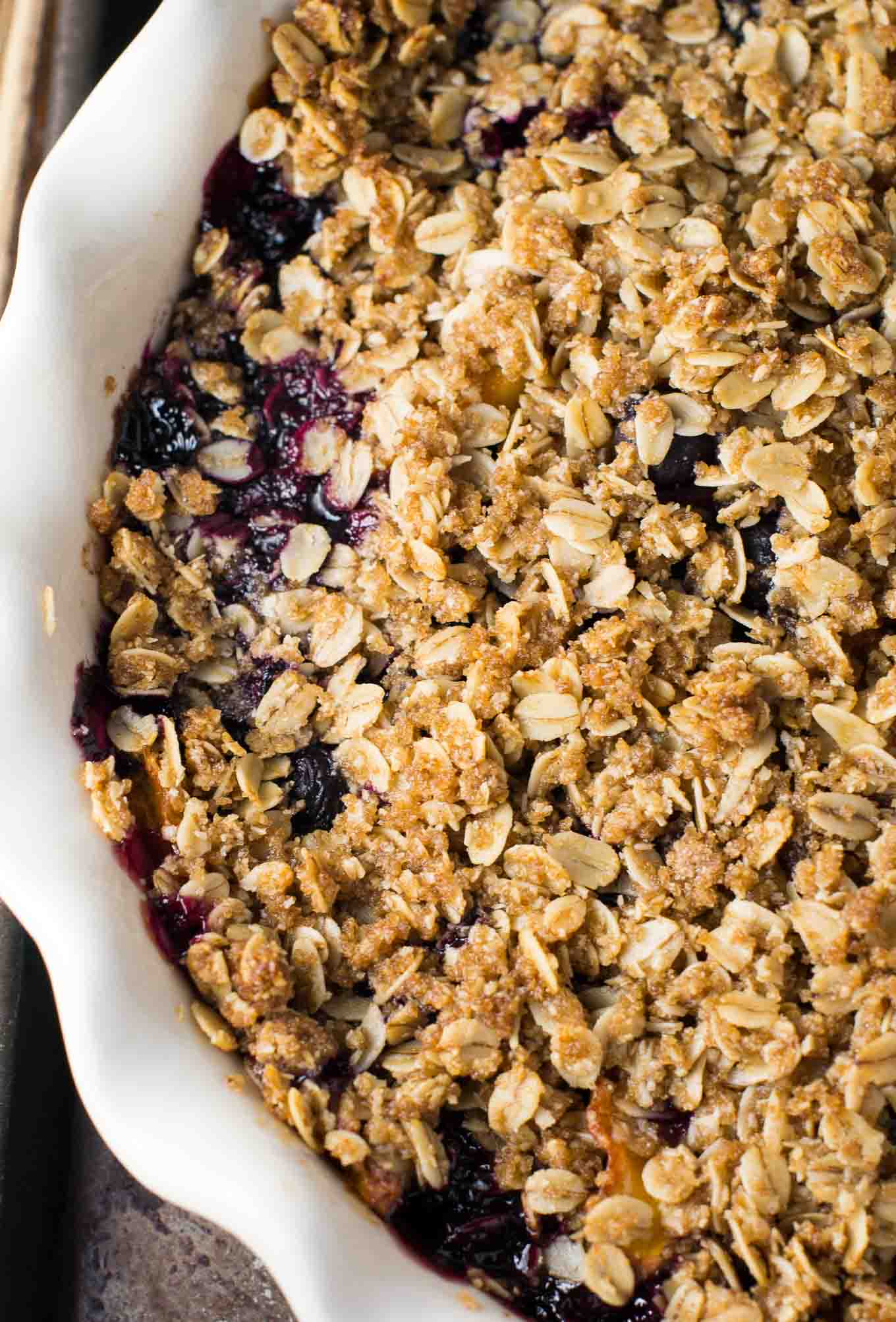 vegan blueberry peach crisp for summer