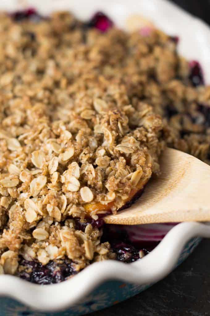 Gluten Free Vegan Blueberry Peach Crisp Recipe - Build Your Bite