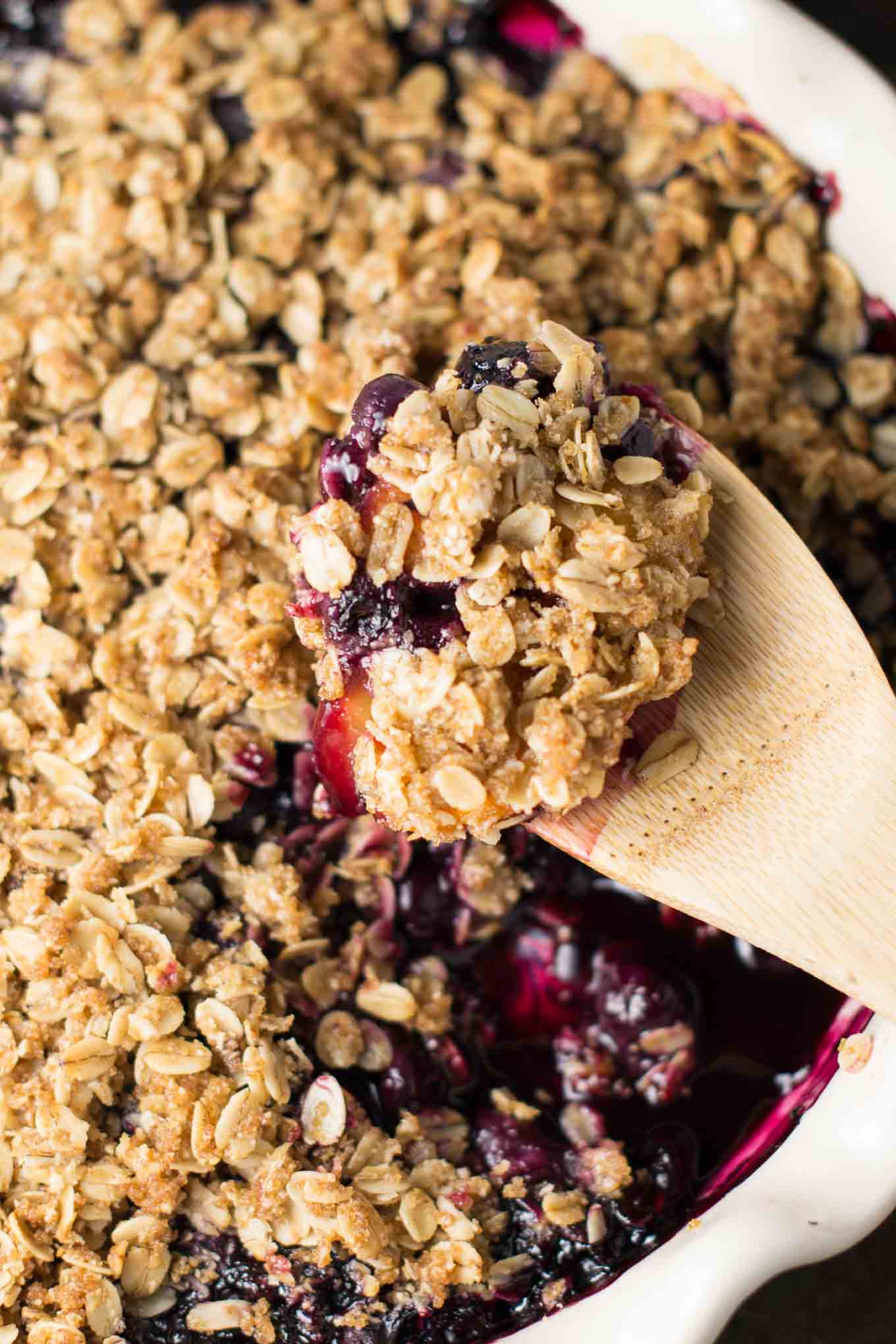 Vegan Blueberry Peach Crisp Recipe - gluten free, dairy free