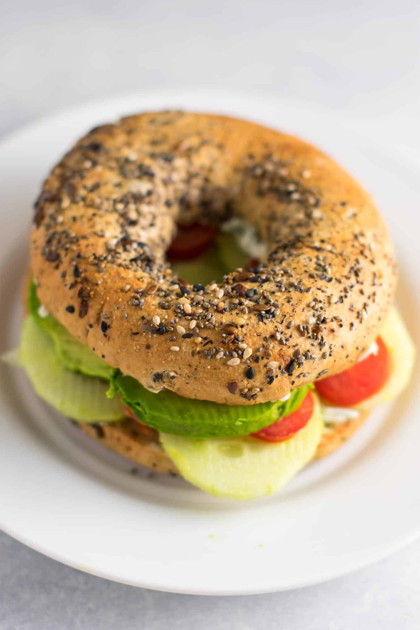 everything bagel veggie sandwiches with garlic dill cream cheese