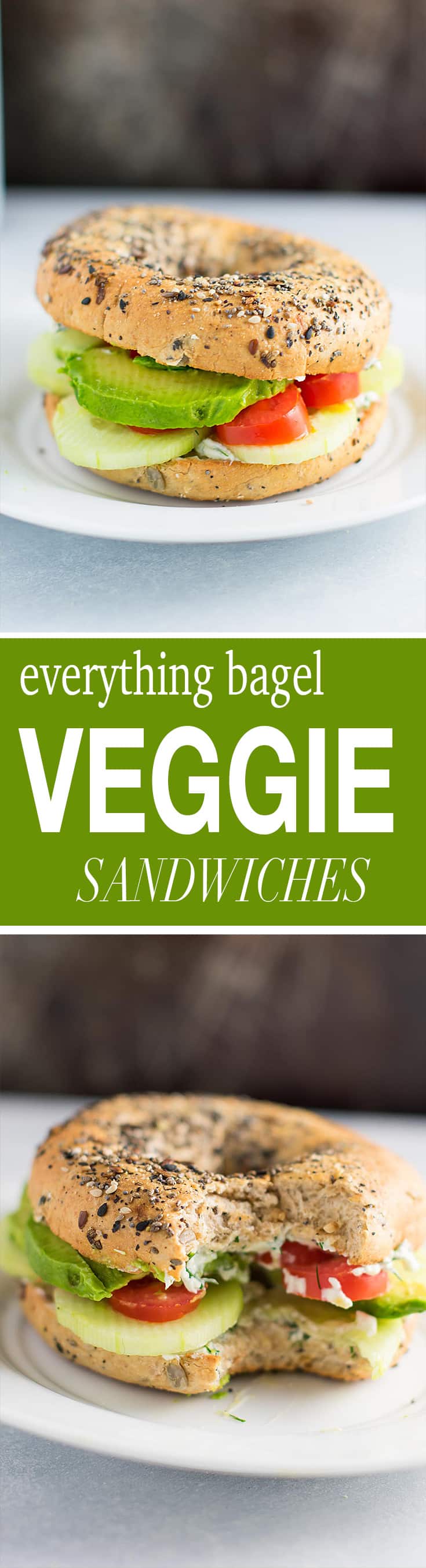 Everything Bagel Veggie Sandwiches with Garlic Dill Cream Cheese