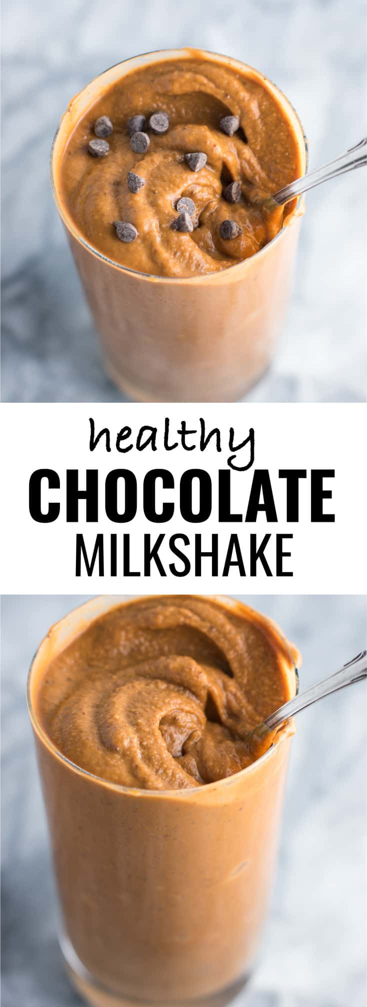 Healthy double chocolate milkshake recipe - you won't believe what the secret ingredient is! #vegan #chocolate #healthychocolatemilkshake #healthydessert