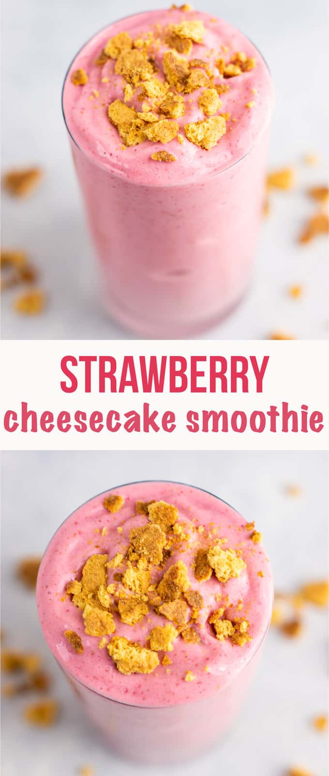 image with text "strawberry cheesecake smoothie"