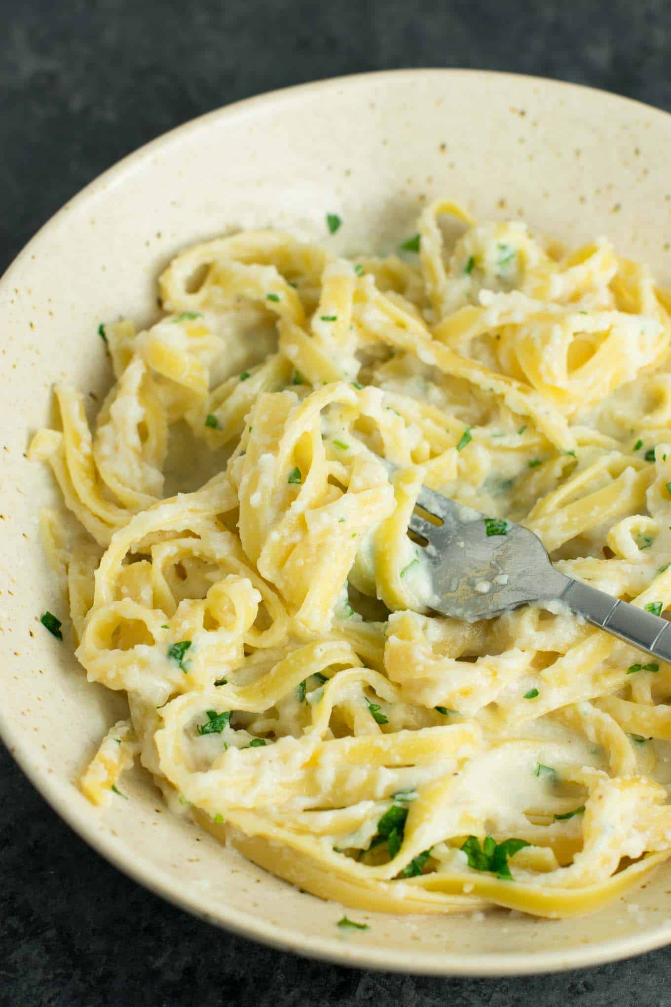 Easy Cauliflower Fettuccine Alfredo Recipe - with garlic and parmesan