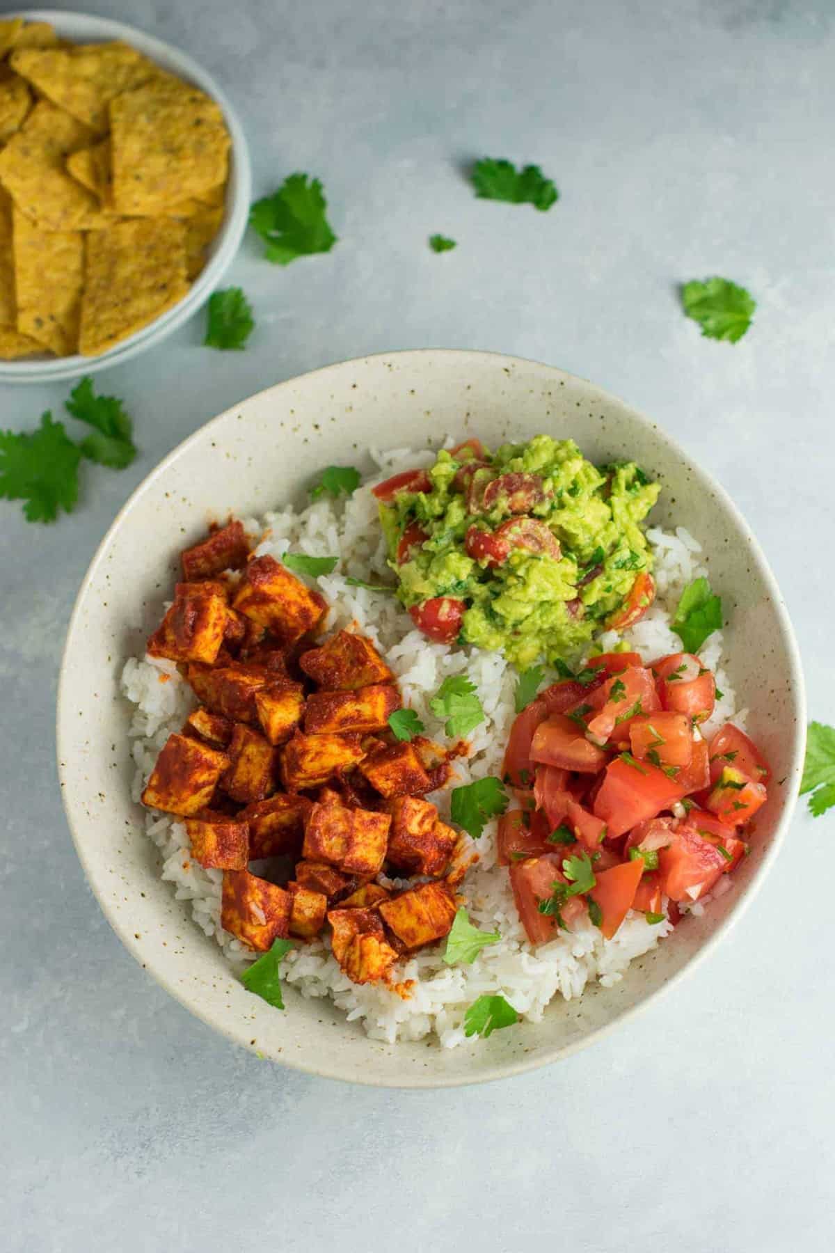 Easy Tofu Burrito Bowl Meal Prep