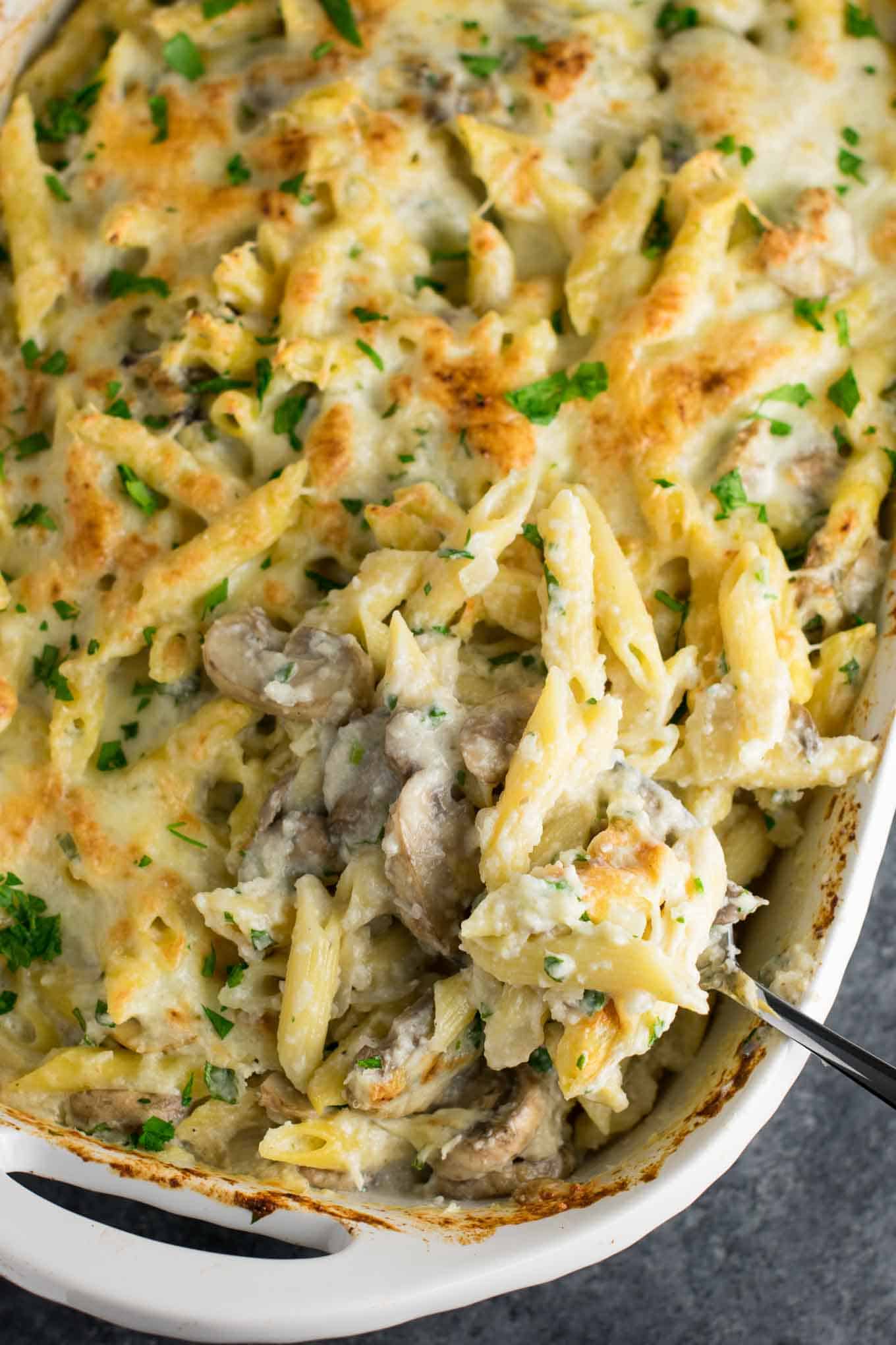 Mushroom Cauliflower Alfredo Pasta Bake Build Your Bite