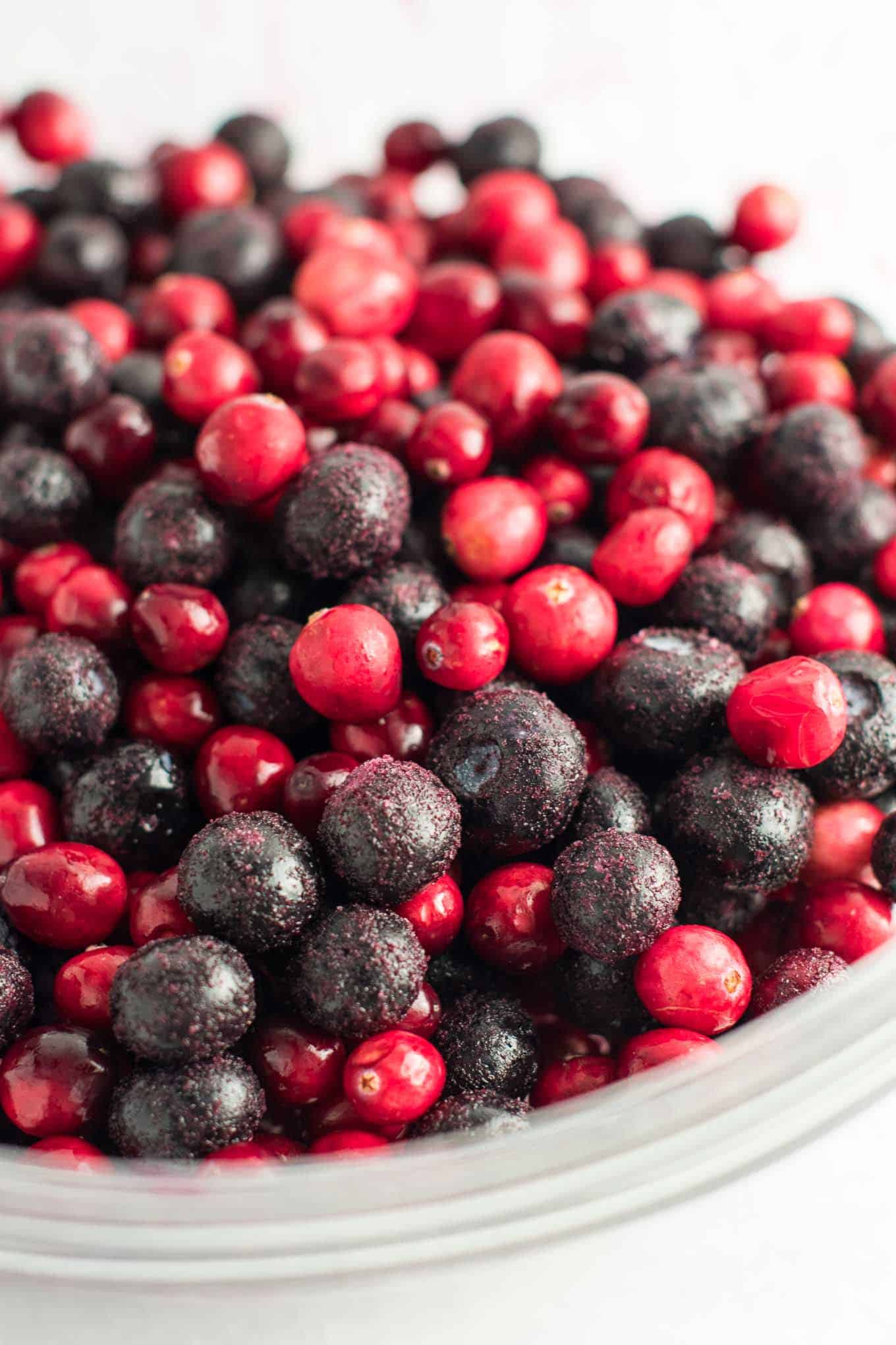 frozen blueberries and fresh cranberries mixed together