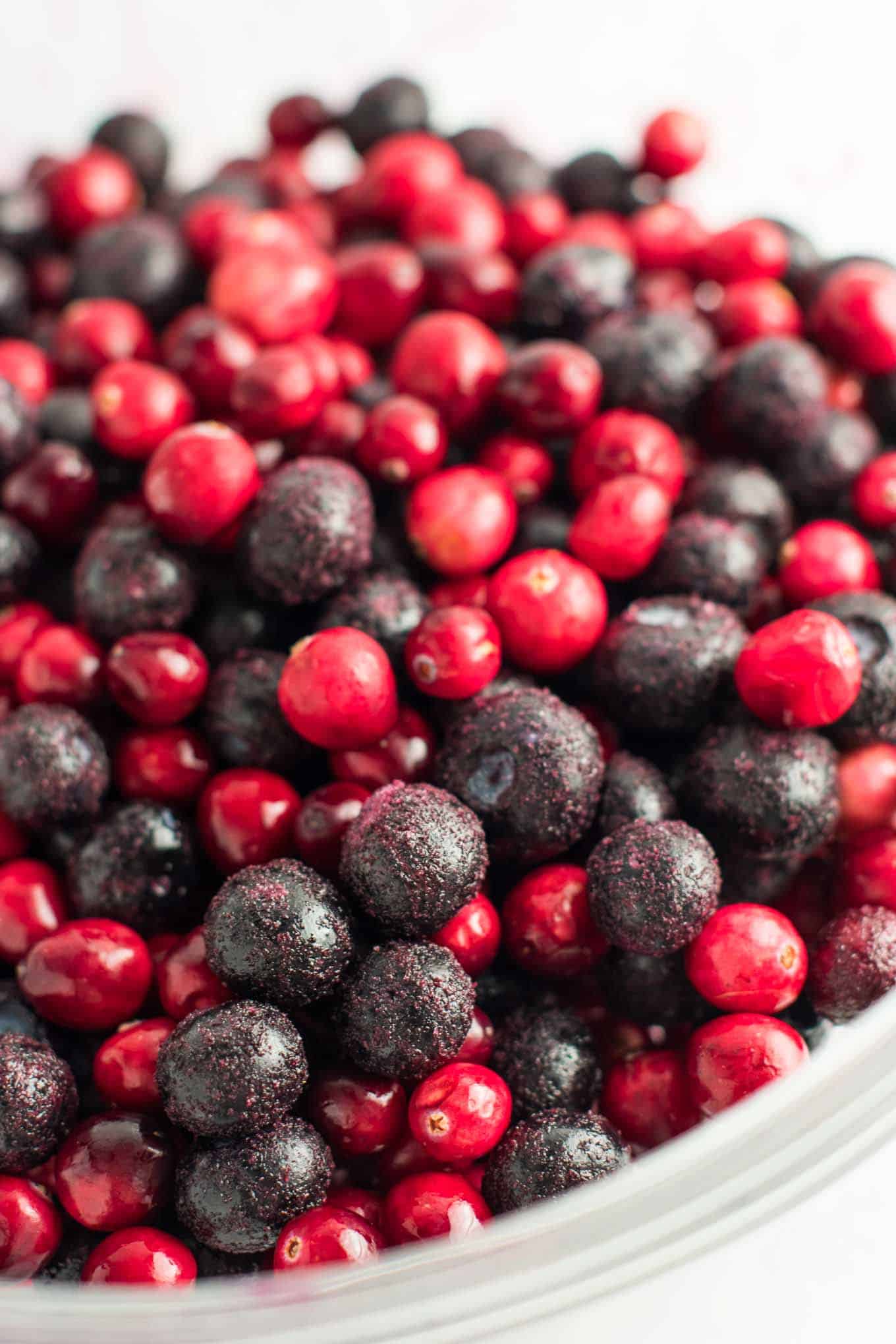 frozen blueberries and fresh cranberries mixed together