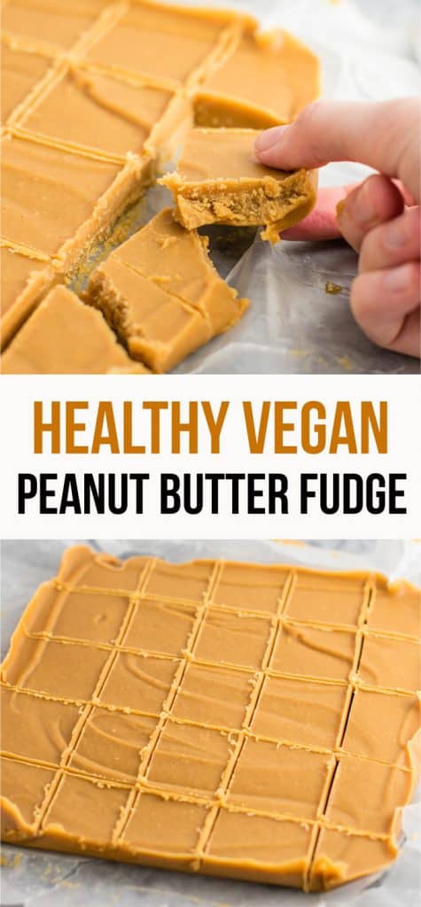 ultimate healthy vegan peanut butter fudge - only takes 6 ingredients and 10 minutes to make! This was sooooo good. #vegan #peanutbutter #fudge #dessert #healthy #glutenfree