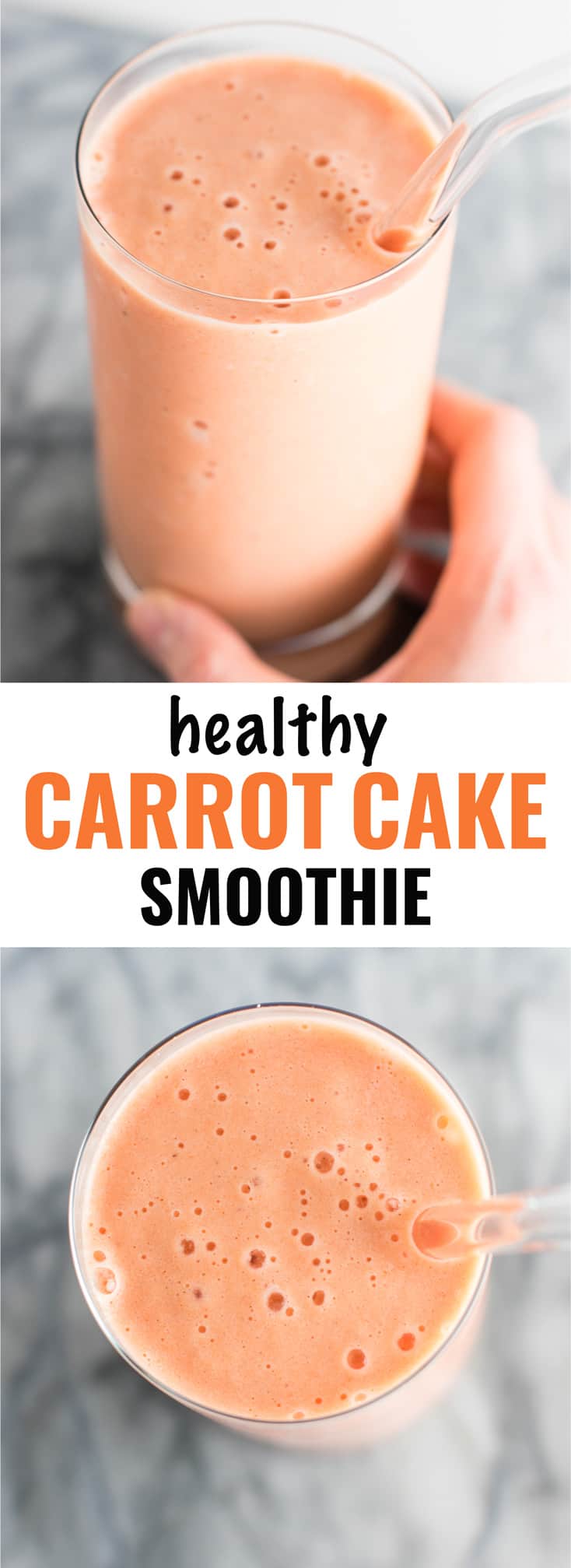 image with text "healthy carrot cake smoothie"