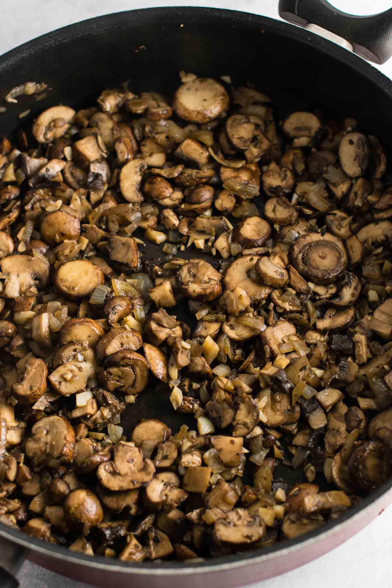 the mushrooms, garlic, and onion browned after cooking