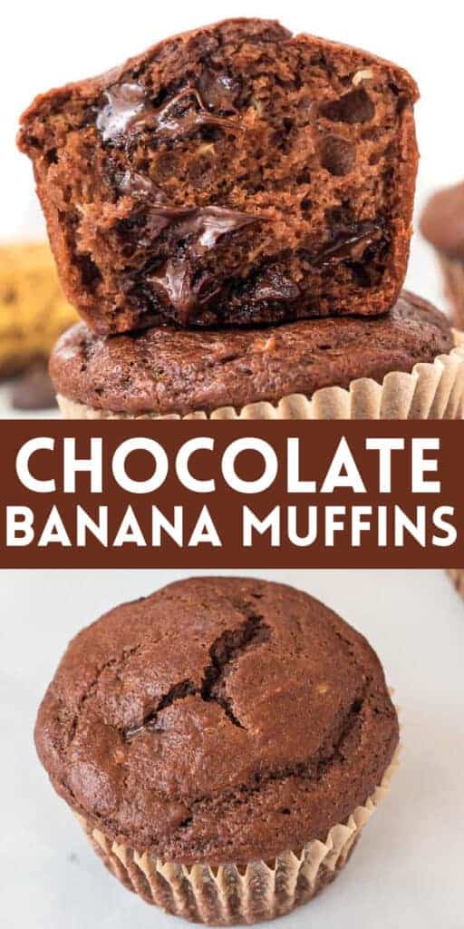 image with text "chocolate banana muffins"