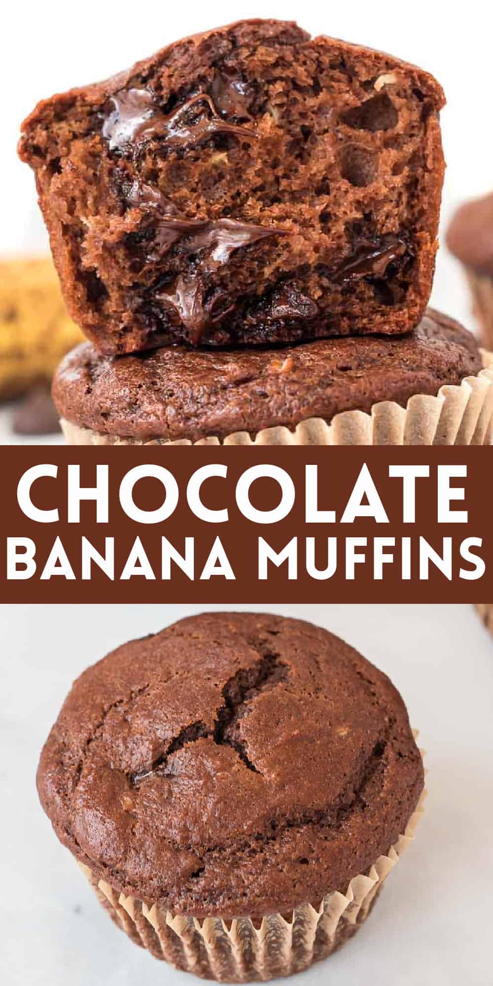 image with text "chocolate banana muffins"