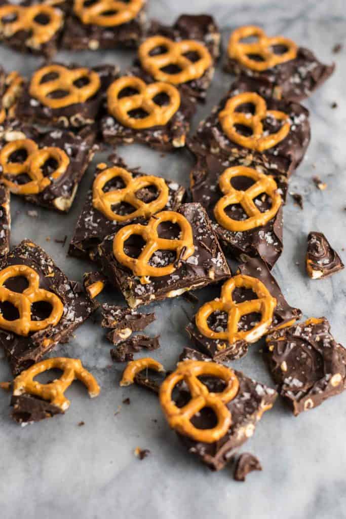 Vegan Chocolate Sea Salt Pretzel Bark Recipe gluten free