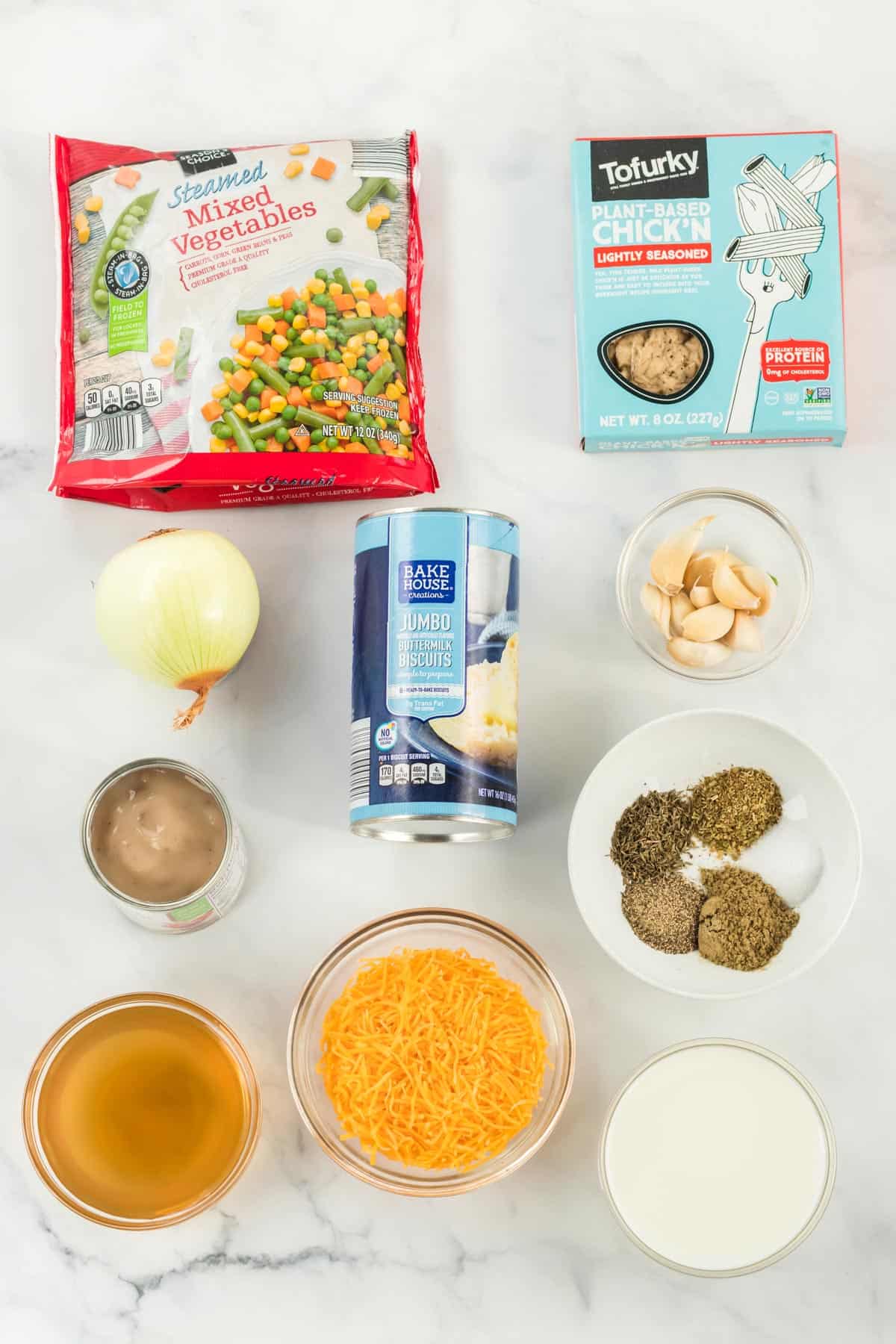 ingredients to make veggie pot pie