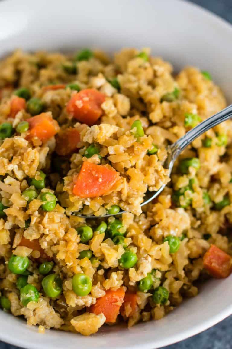 Cauliflower Tofu Fried Rice Recipe vegan, grain free, gluten free