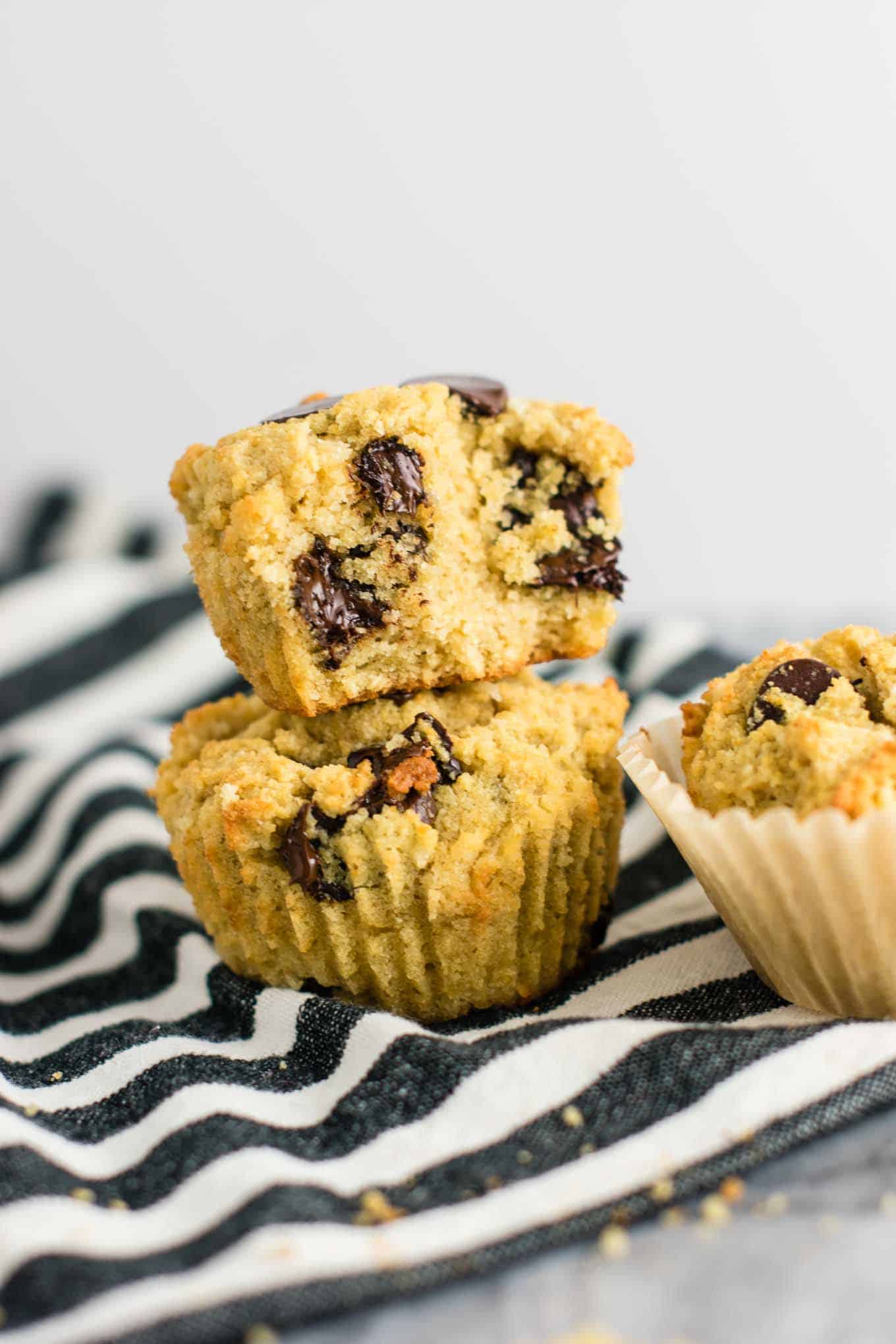 Gluten free chocolate chip muffins (dairy free) Made with coconut flour and oat flour and naturally sweetened! #breakfast #glutenfree #chocolatechipmuffins #glutenfreedairyfree #dairyfree