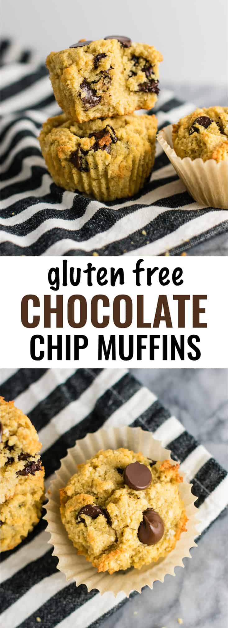 Gluten free chocolate chip muffins (dairy free) Made with coconut flour and oat flour and naturally sweetened! #breakfast #glutenfree #chocolatechipmuffins #glutenfreedairyfree #dairyfree