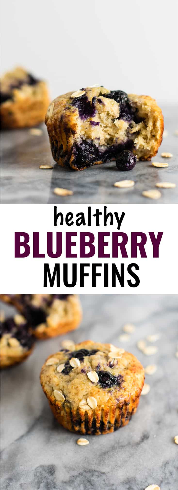 Healthy Blueberry Muffins with greek yogurt and coconut oil. Melt in your mouth crazy delicious! A protein packed healthy breakfast on the go. #healthyblueberrymuffins #blueberrymuffins #breakfast #greekyogurt #healthybreakfast