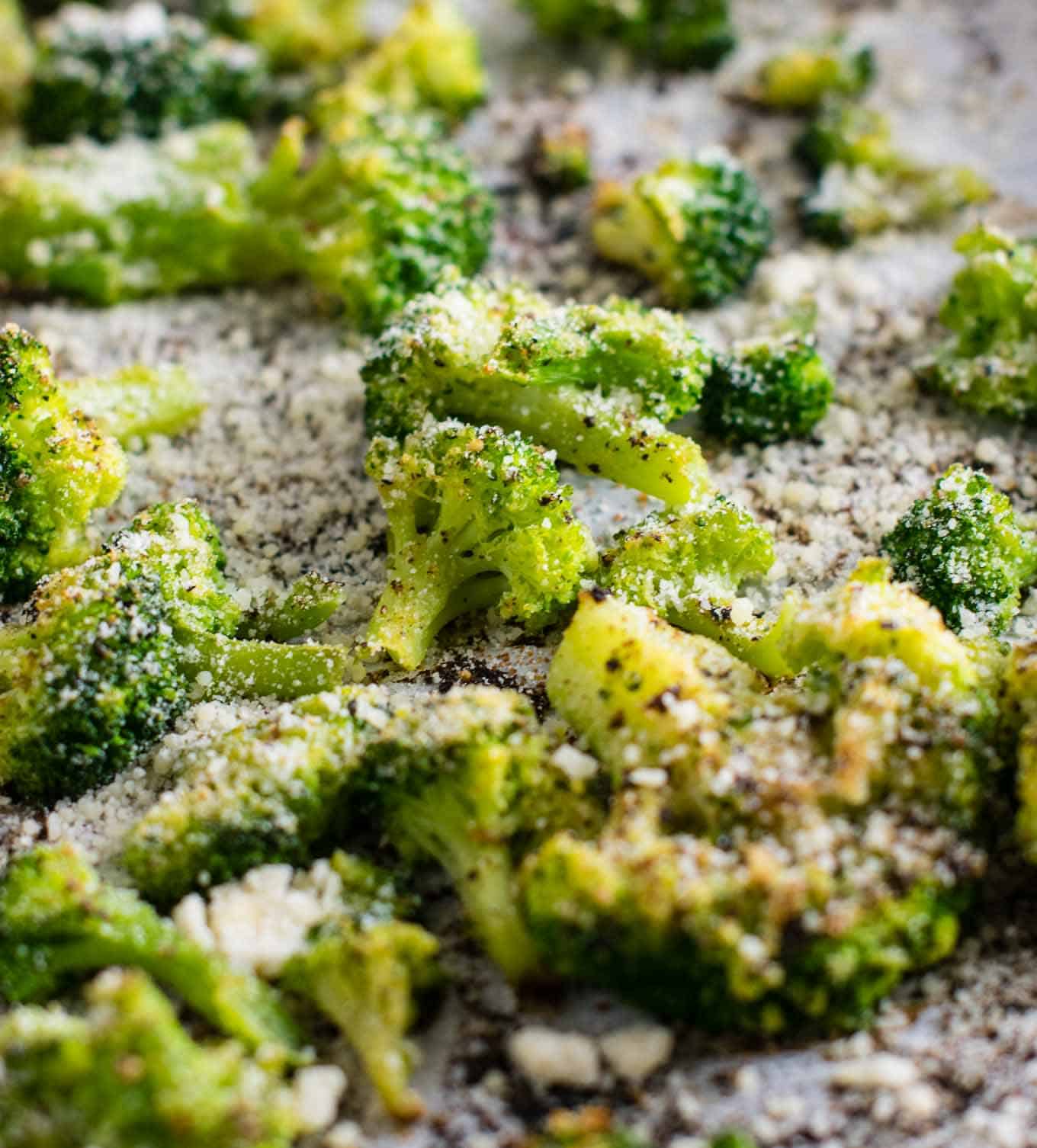 frozen roasted broccoli sprinkled with parmesan cheese
