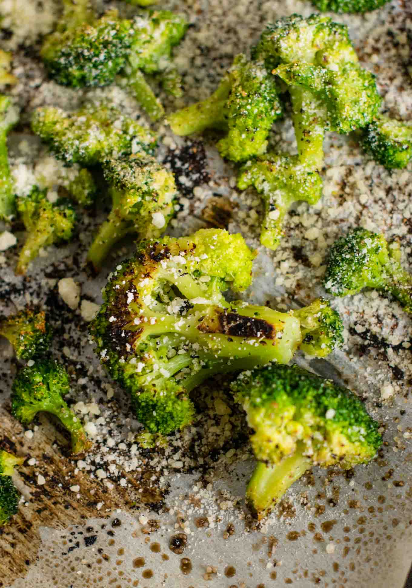 charred roasted broccoli with a crisp edge