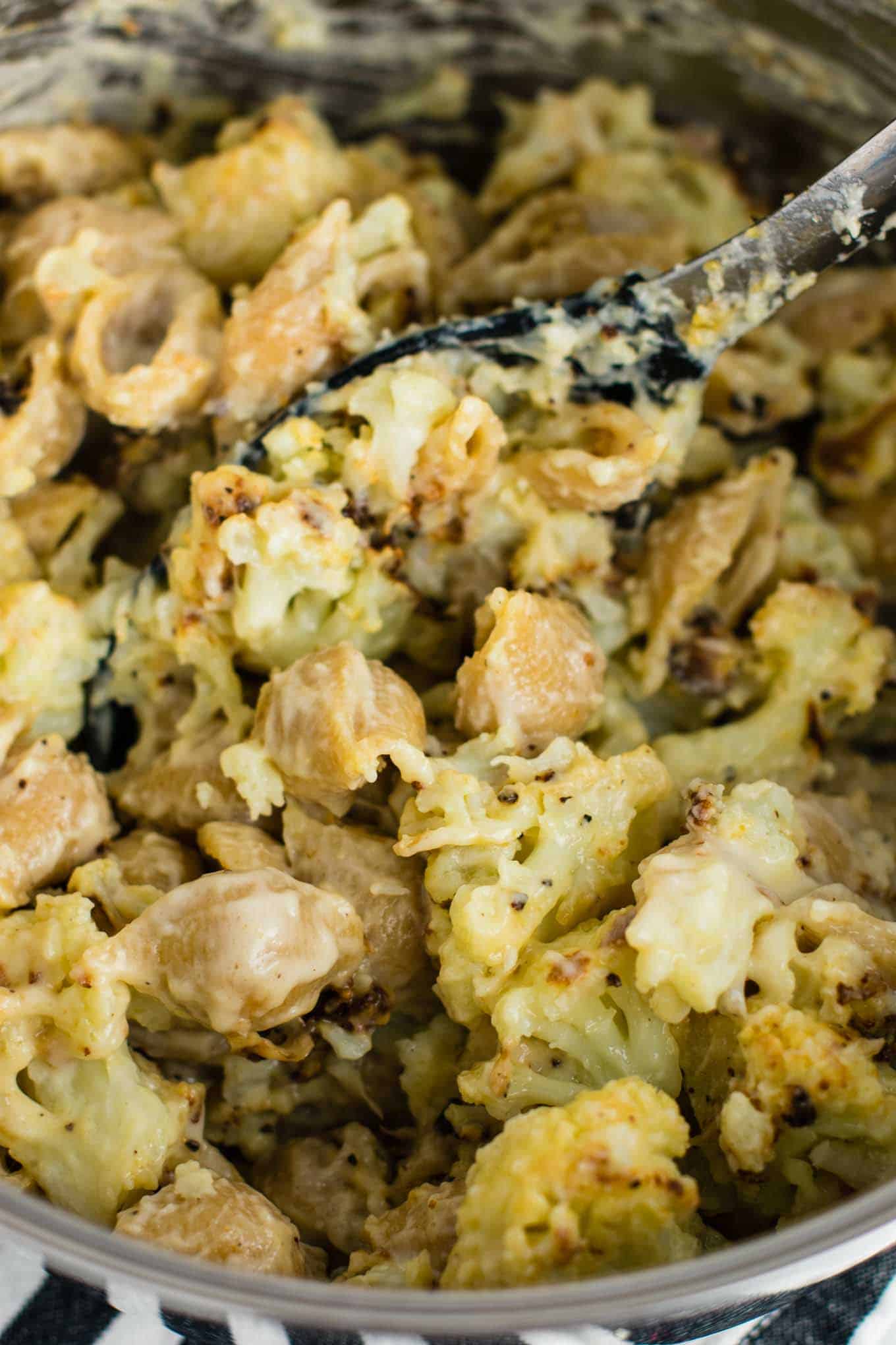 Roasted cauliflower shells and cheese - this was AMAZING. I could eat this every night! #vegetarian #pasta #cauliflower #shellsandcheese #vegetarian #dinner