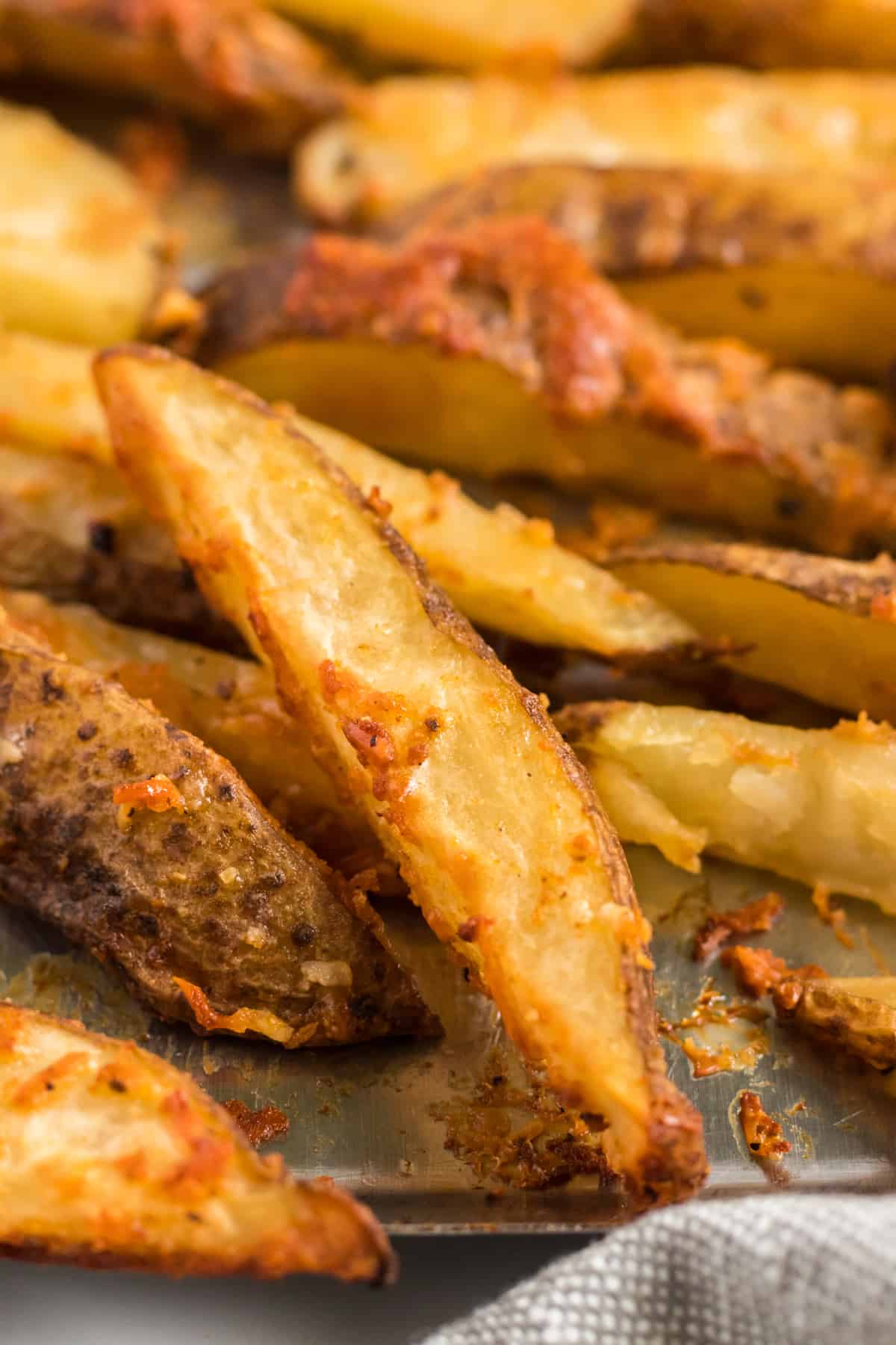 up close image of the crispy potato wedge