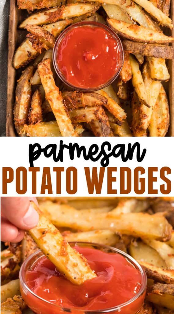 image with text "parmesan potato wedges"