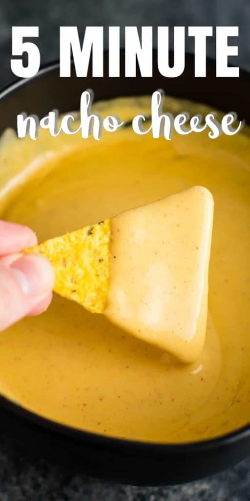 image with text "5 minute nacho cheese"