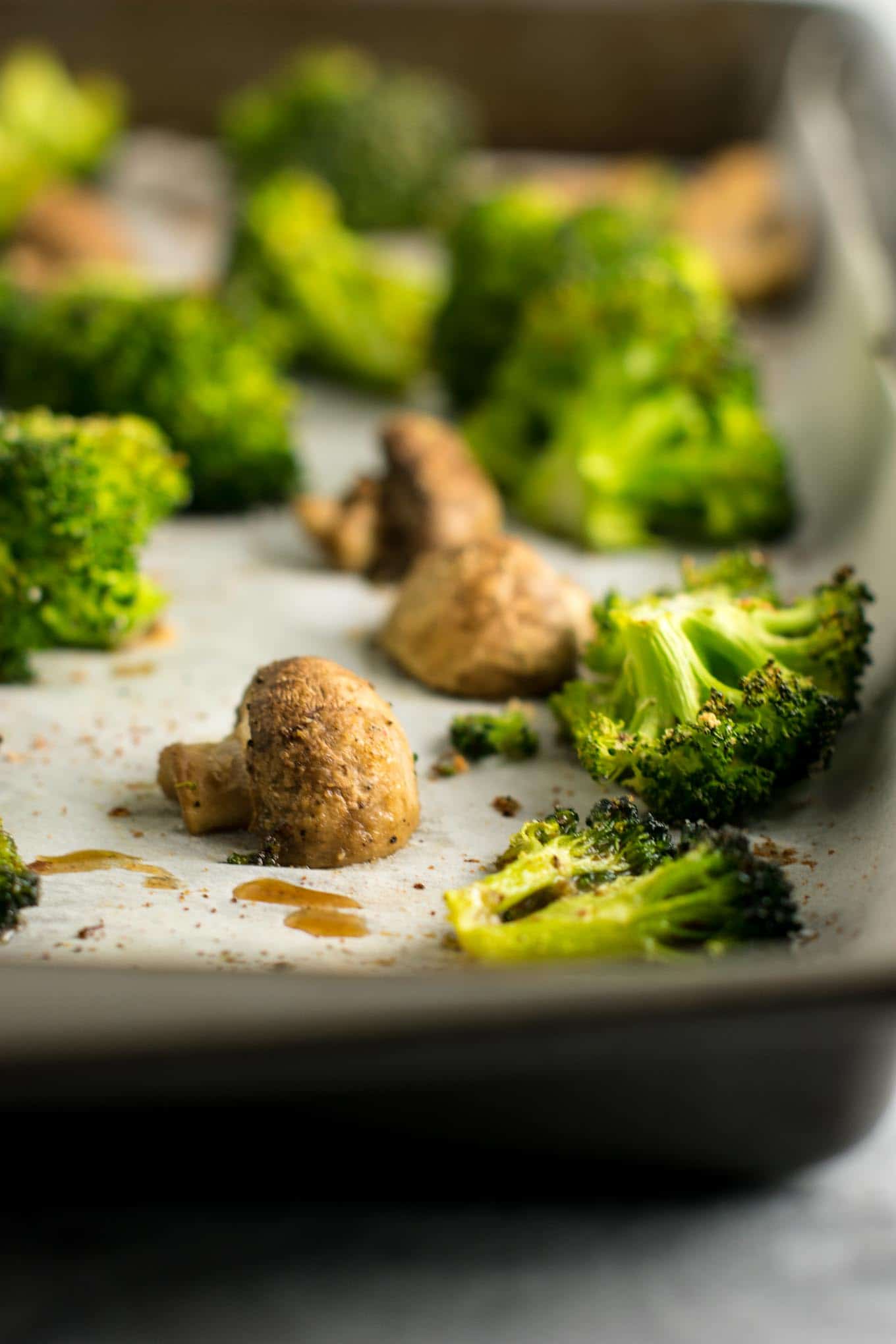 Roasted broccoli and mushrooms recipe - easy side dish! This was so easy and really good. We will be making it a lo! #broccoliandmushrooms #vegan #sidedish #dinner #glutenfree #broccoli #mushrooms #easysidedish #mushrooms